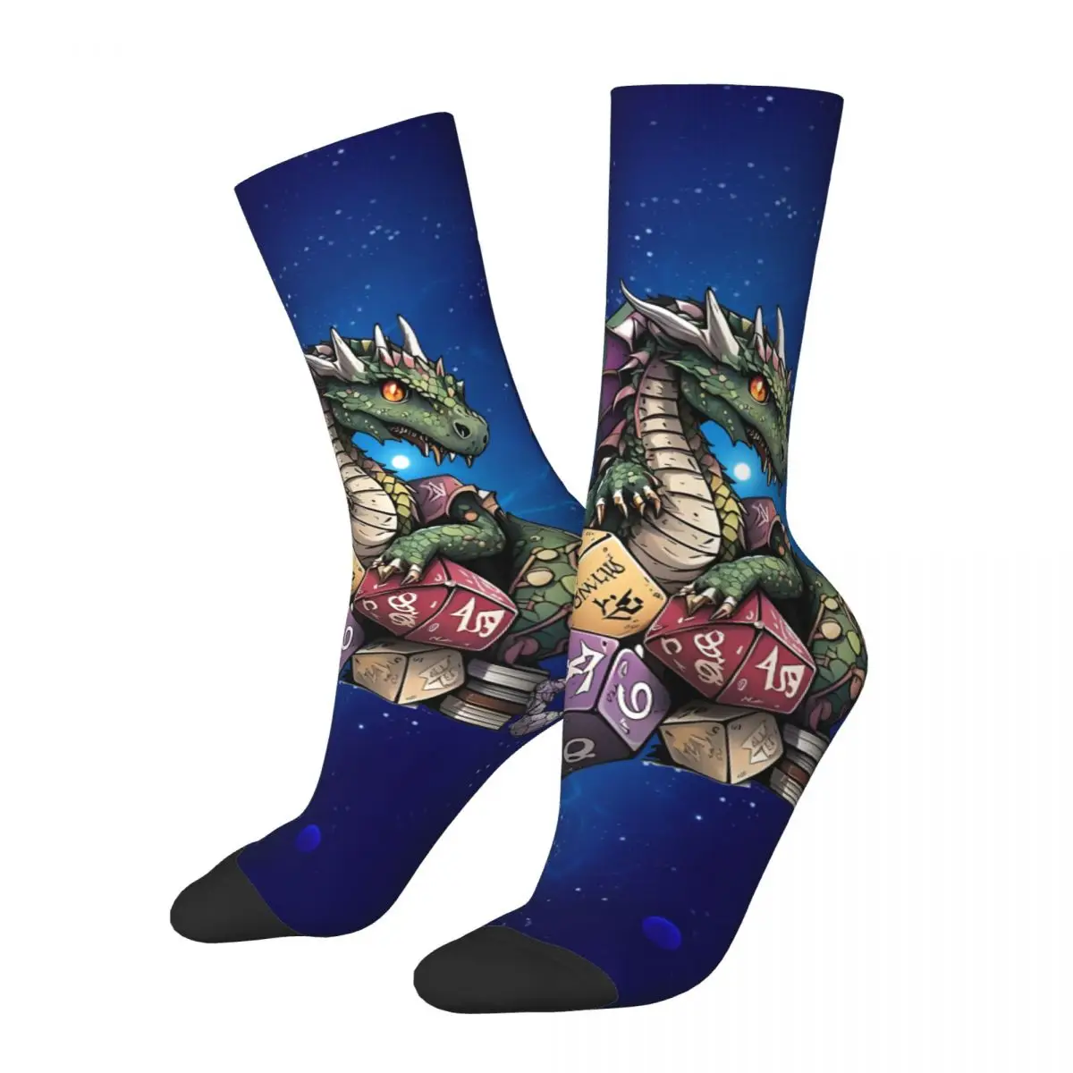 Crazy compression The Dice Serpent Sock for Men Harajuku Dungeons And Isometric Dragons Quality Pattern Crew Sock Casual