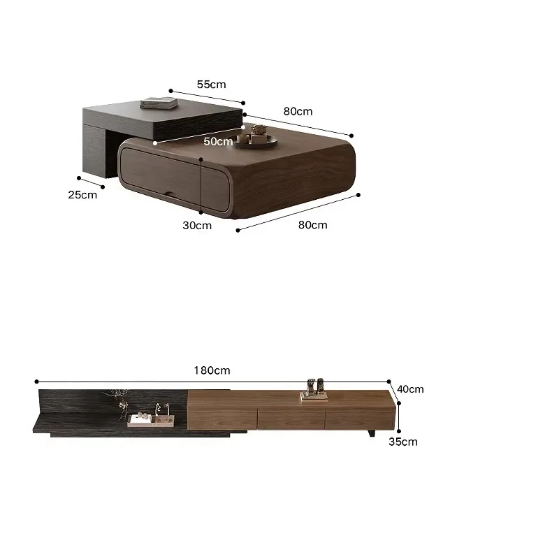 

Italian simple small apartment medieval style living room household Internet celebrity walnut color