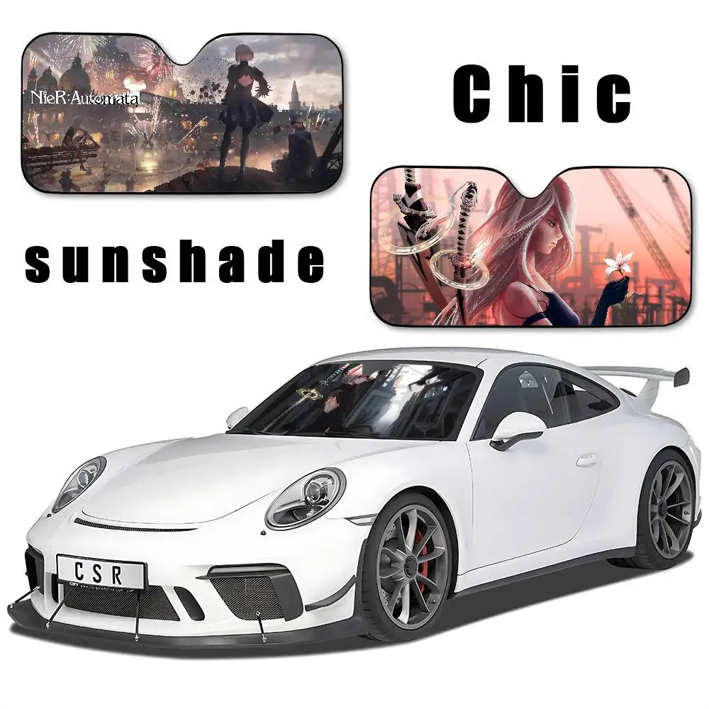 Nier Automata Car Sunshade Car Sunshade يغطي غطاء الزجاج الأمامي العالمي القابل للطي #4