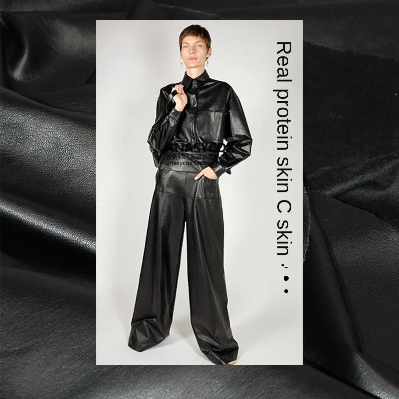 

Ткань из искусственной кожи, матовый узор личи, эластичная синтетическая кожа, дизайнерская одежда, материал для одежды по метрам