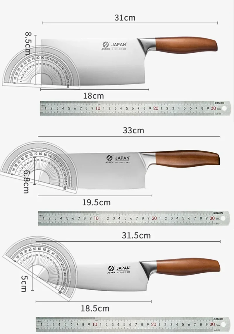 ساطور اللحم من الفولاذ المقاوم للصدأ ، سكين الطاهي الياباني ، سكين تقطيع الخضار للمطبخ ، سكاكين تقطيع وتقطيع ، 1-6 *