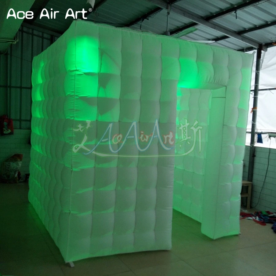 8 ft Inflatable Cube Party Booth Kiosk Photo Booth Cubic Ten with LED Bulb Lights for Wedding