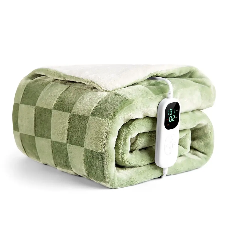 

Электрическое одеяло с подогревом, клетчатое, 50x60 дюймов, из мягкого фланеля, быстронагревающееся, 6 уровней нагрева и 2 режима работы