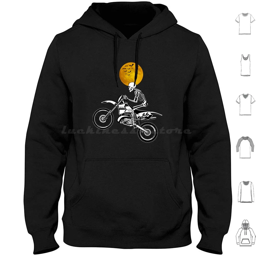 Skeleton Riding Dirt Bike Motocross Halloween Costume Hoodie Cotton Long Sleeve Skeleton Riding Motocross Halloween Skeleton