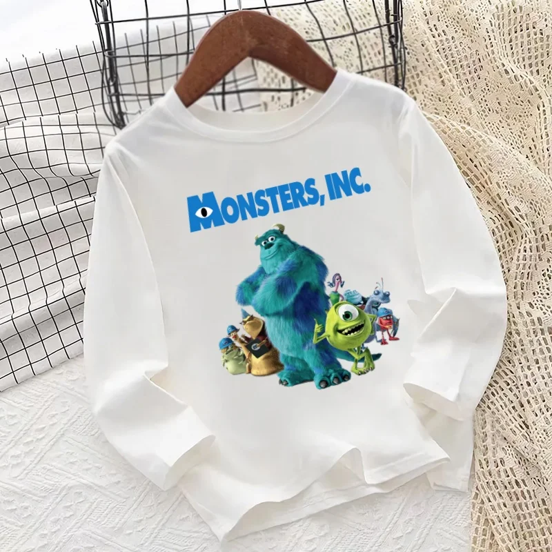 Monsters Inc University Print Cartoon Kids T shirt Long Sleeve Autumn Baby Boys Girls Clothes Funny Casual Children T-Shirt