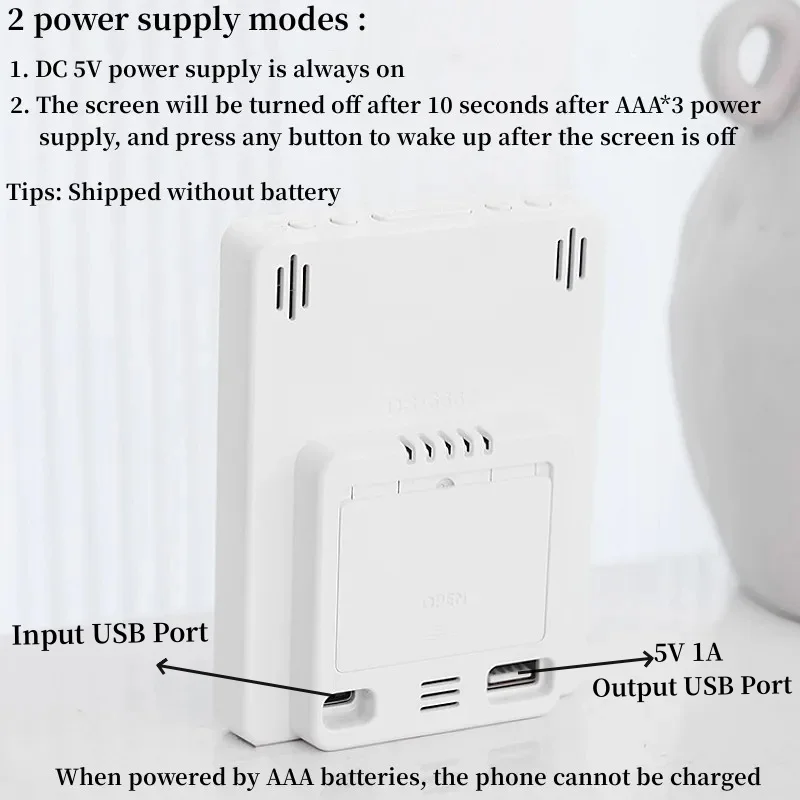 Digital Alarm Clock TEMP Humidity Date Week Disply 2 Alarm Snooze Electronic Table Clock 3-level Brightness 12/24H DST LED Clock