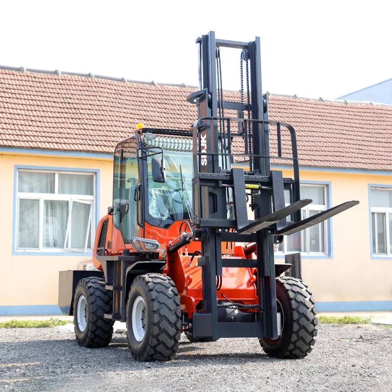 All terrain forklift 2.5t 3t3.5t 4t 5t 6t 7 tons off-road 4X4 four-wheel drive forklift lifting 3m 4m 5m custom for sale