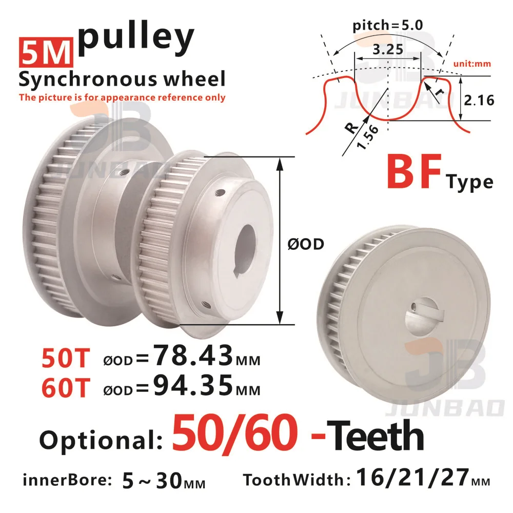 

Hot Sale！ 5M Synchronous wheel 50/60 Teeth, Aluminum Timing Pulley for 3D Printer/CNC,5-30mm Bore Compatible with HTD 5M Belt