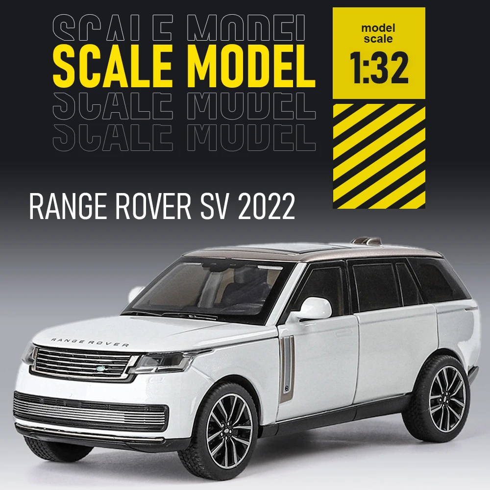 

1:32 Scale Range Rover SV 2022 Car Model Toy Doors Opened Pull Back Models Rubber Tires Alloy Diecast Vehicle Hobby Collection