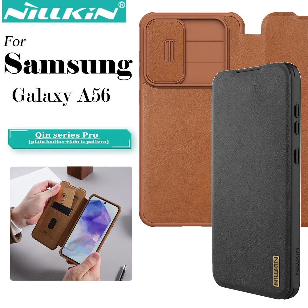 Чехол NILLKIN для Samsung Galaxy A56 5G Qin Pro, чехол из искусственной кожи с откидной крышкой и слотом для карт, задняя крышка