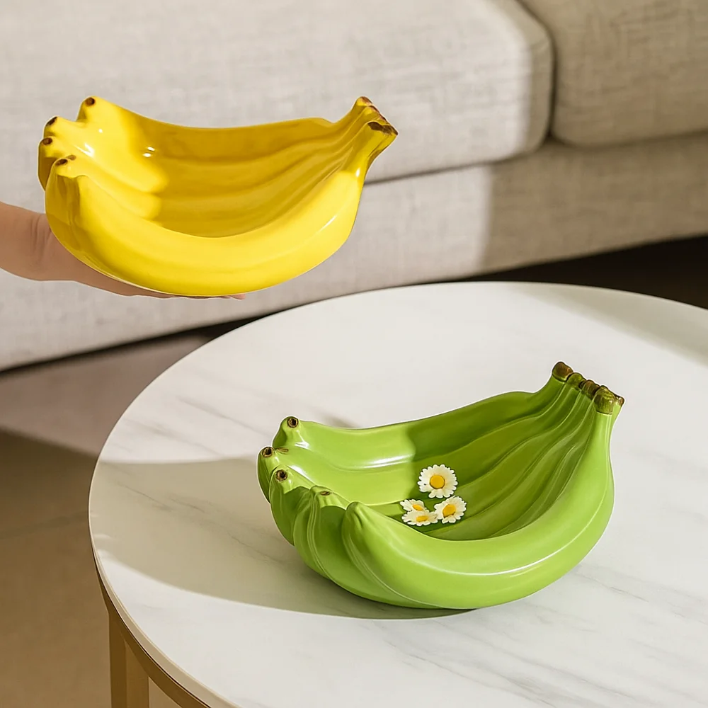 

Tableware Ceramic Banana Shaped Storage Tray Durable Exquisite Dessert Plate Creative Storage Container Household
