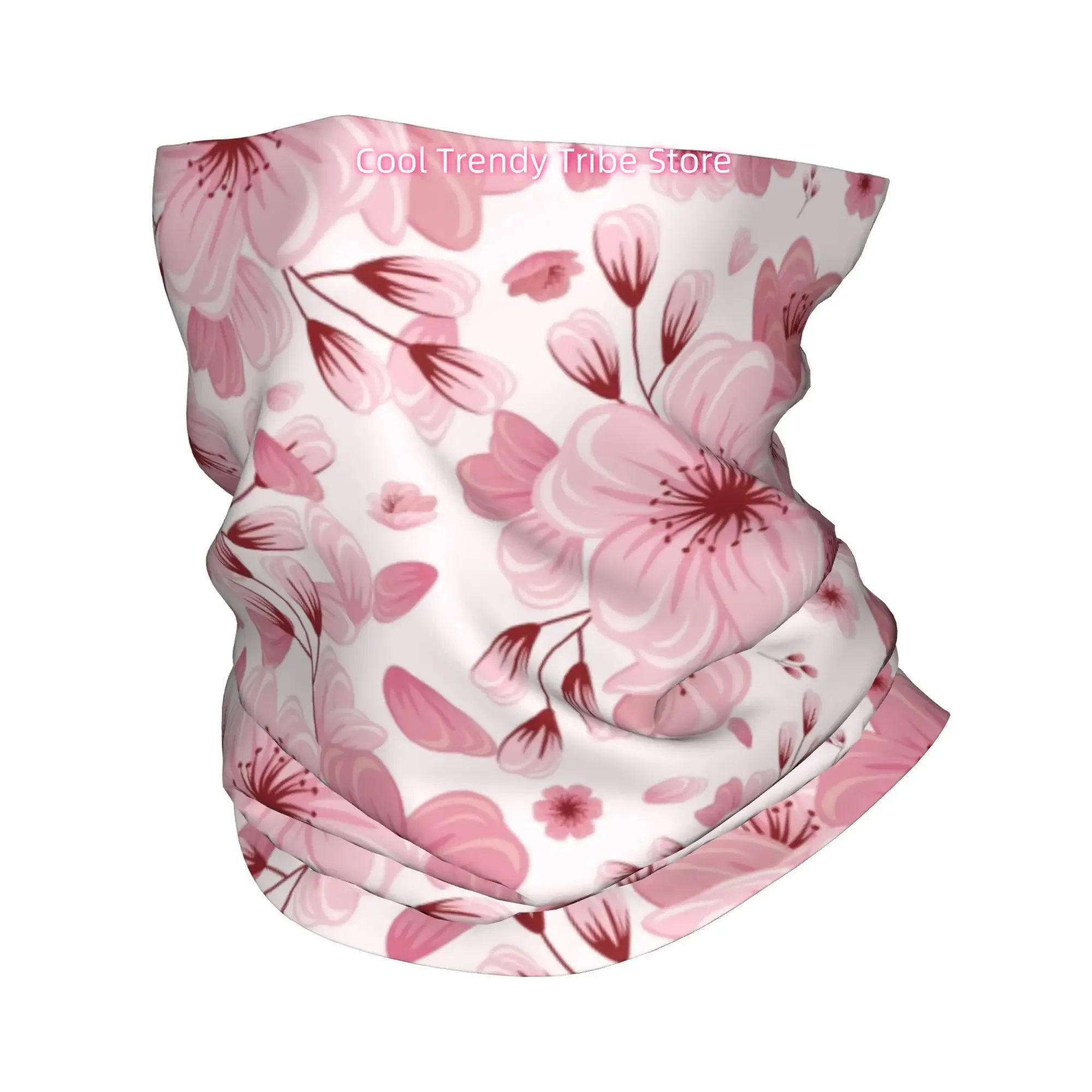 Delicate Cherry Blossom Floral Pattern in Soft Pink And White on Light Background Novelty Head Scarf Bandana for Women Boho Flor
