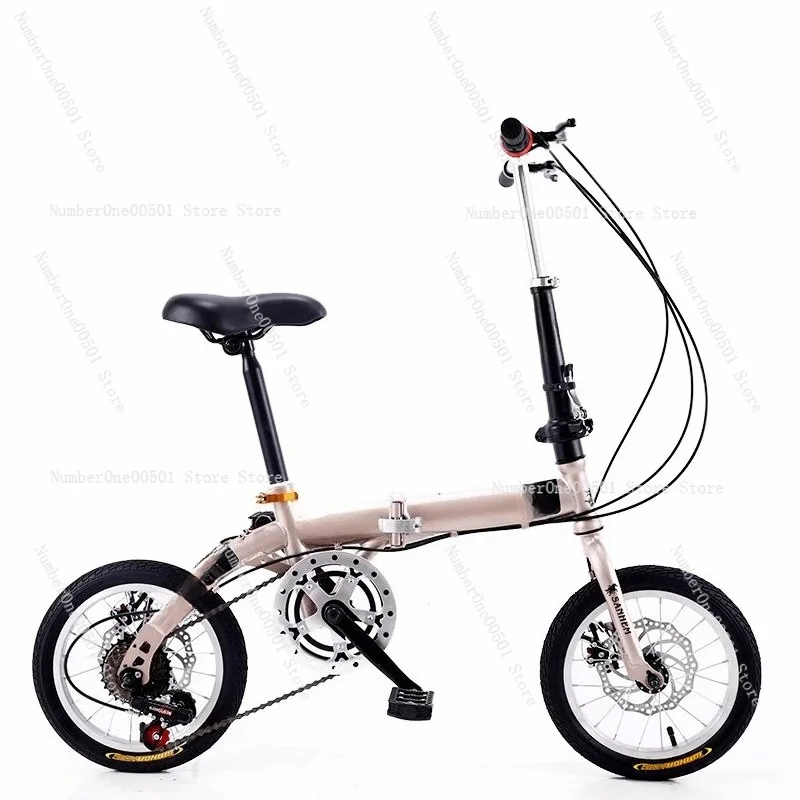

14 Inch Folding Bike Ultra Lightweight Portable Bicycle for Adults Kids Mini Commuter Bike with Gears for Men Women Students