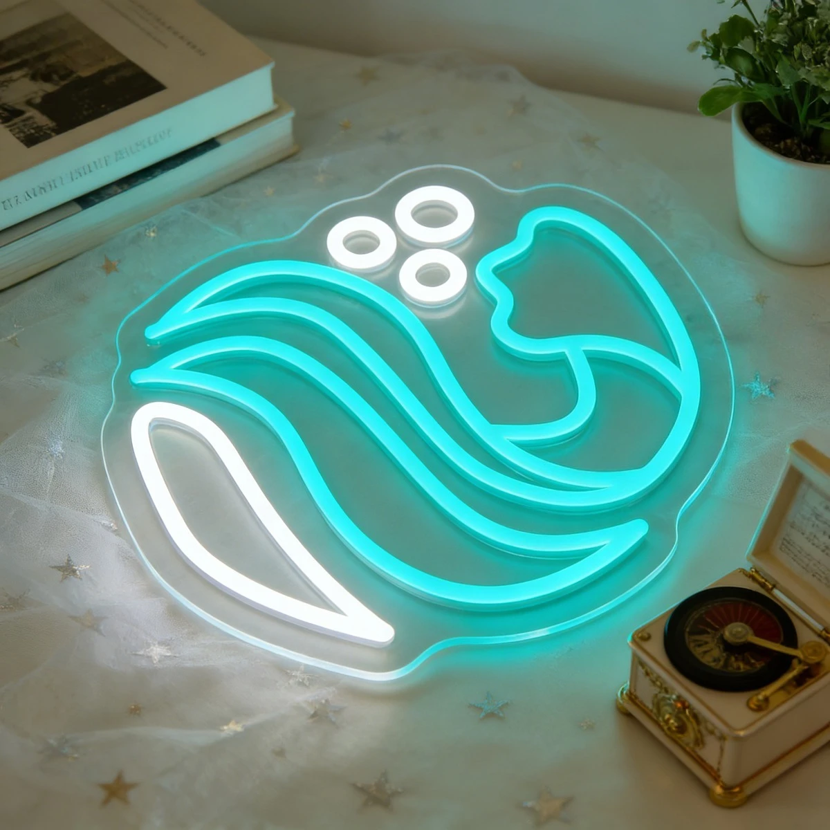

Mermaid Neon Sign LED Night Light USB Rechargeable Ocean Theme Decor Lamp for Kids Room Bedroom Nursery Beach Home Gifts