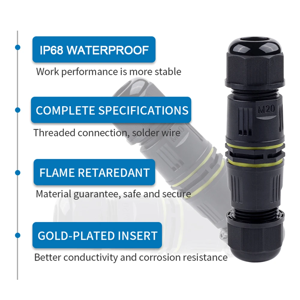 1PCS IP68 Outdoor Waterproof Rainproof Wire Cable M16 Quick Coupling 2/3 Core Connector Screw Crimping Connection Terminal Block