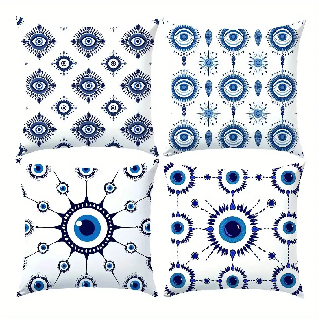 4pcs Devil Eye Design single-sided digital printing Short plush Suitable living rooms bedrooms sofas zippered closure