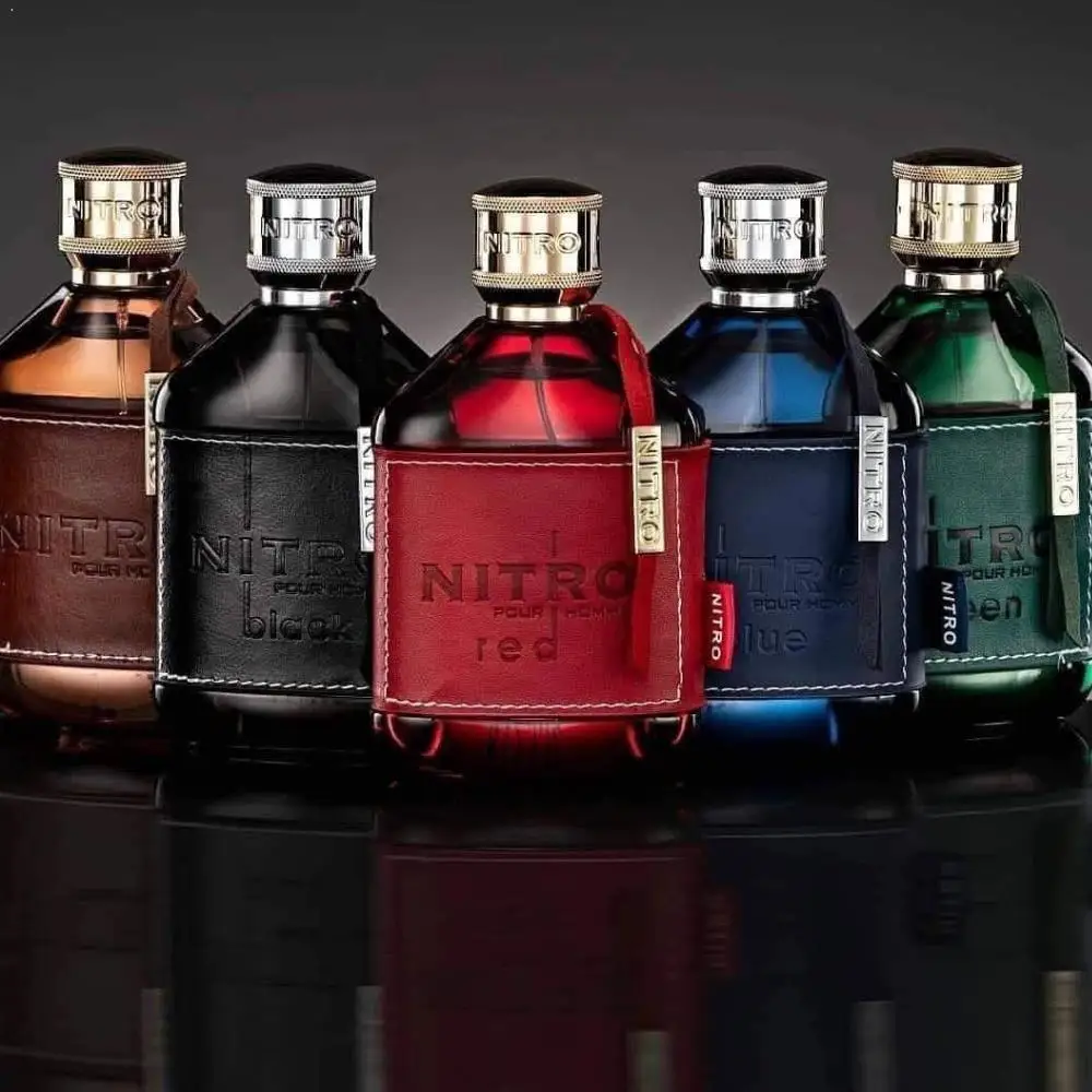 Perfume Dumont Nitro para Hombre, Serie Eau de Toilette, NITRO POUR HOMME Elixir, Diseño Rojo y Azul en Cuero, Perfume de Lujo de Alta Gama, 100 ml