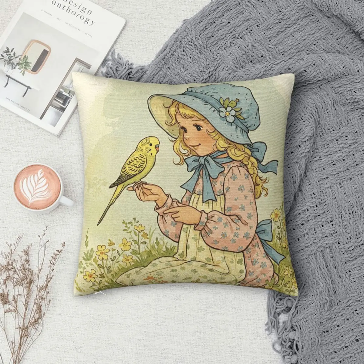 Art Sarah Kay Swing Girl Square Pillowcase Cushion Cover Pillow Case Throw Pillow Cover for Home Sofa Living Room