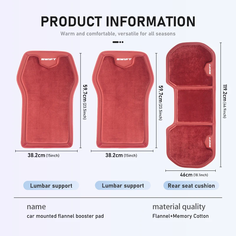 For Suzuki Flannel Car Seat Cover Warm Backrest Cushion Protector Pad Swift Sport zc33s zc31s zc72s 2022 2020-2005