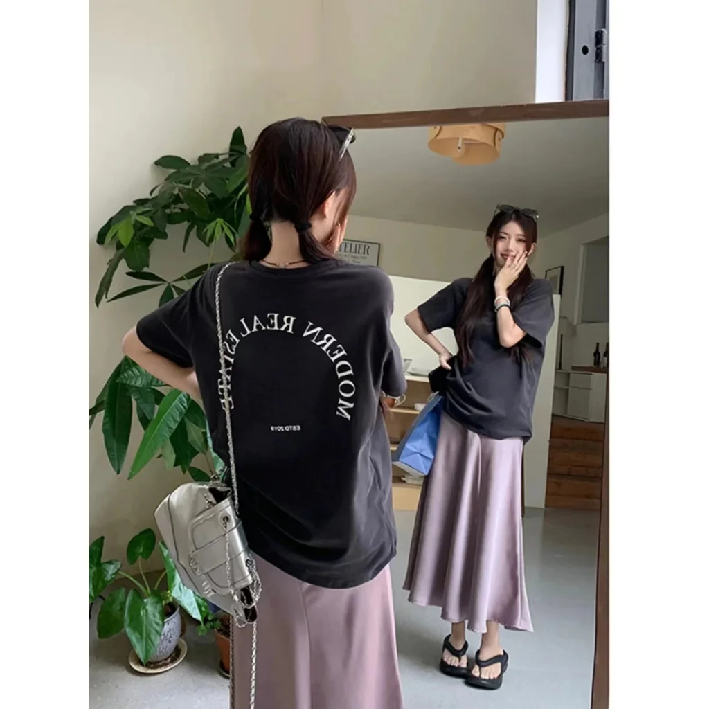 Camiseta con estampado de flores para mujer, camiseta de manga corta 100% de algodón de alta calidad, Top informal Y2k, ropa femenina