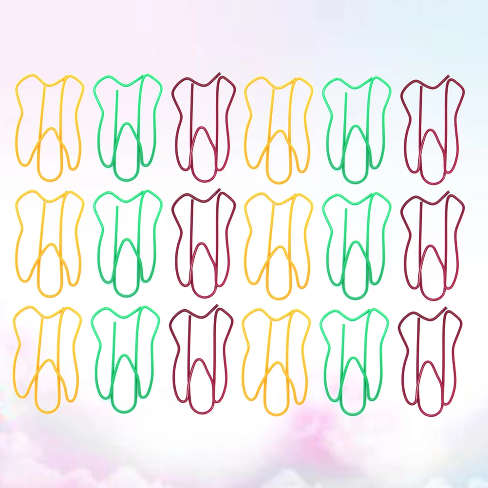 50pcs Tooth Paper Clips Metal Photo Pin Party Gift Note Shape Bookmark Strong Clipping Force Home School Use Easy