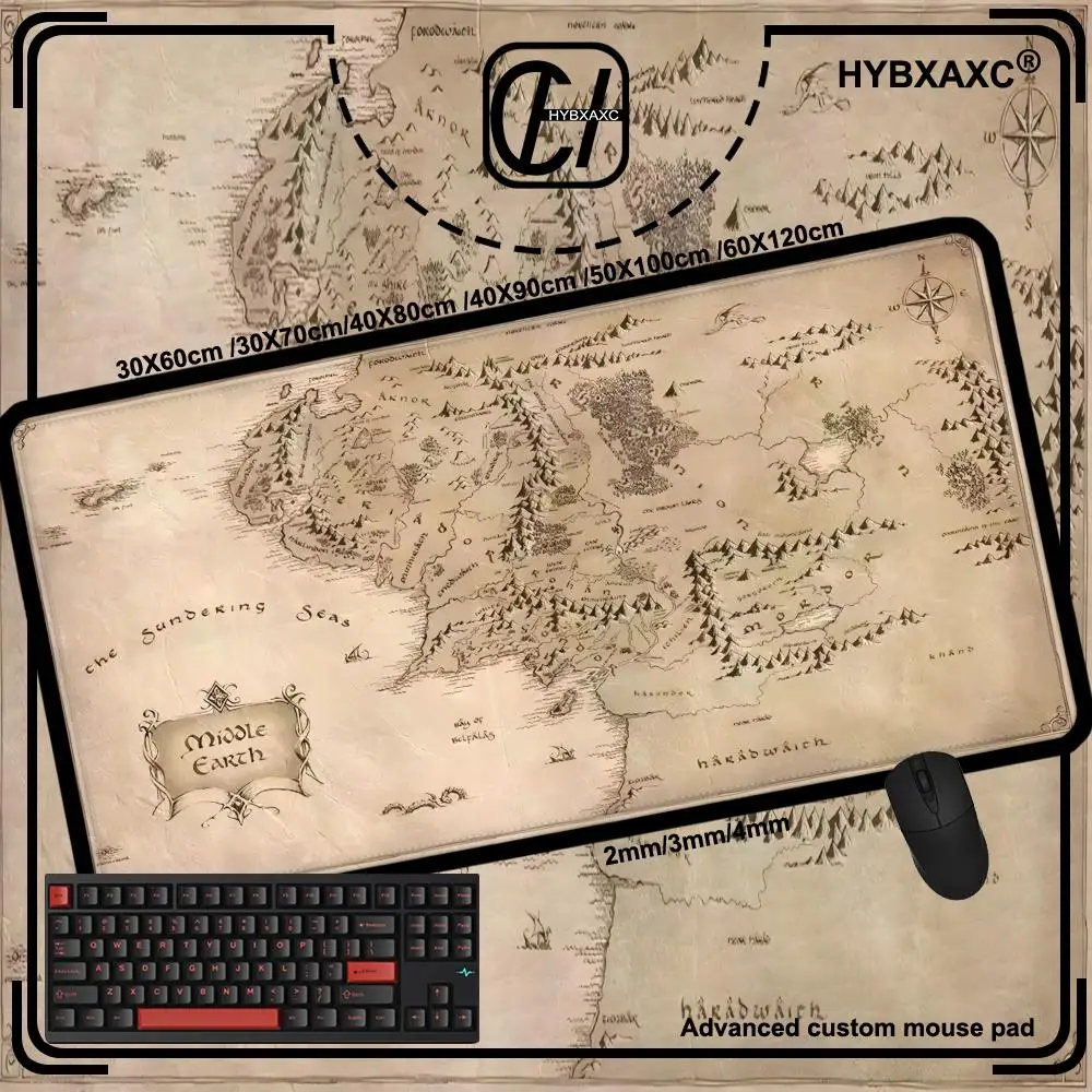 Ancient map of Middle-earth Large Mouse Pad XXL Gaming Desktop Carpet Laptop Desk mat Table Keyboard Accessories Rug HYBXAXC