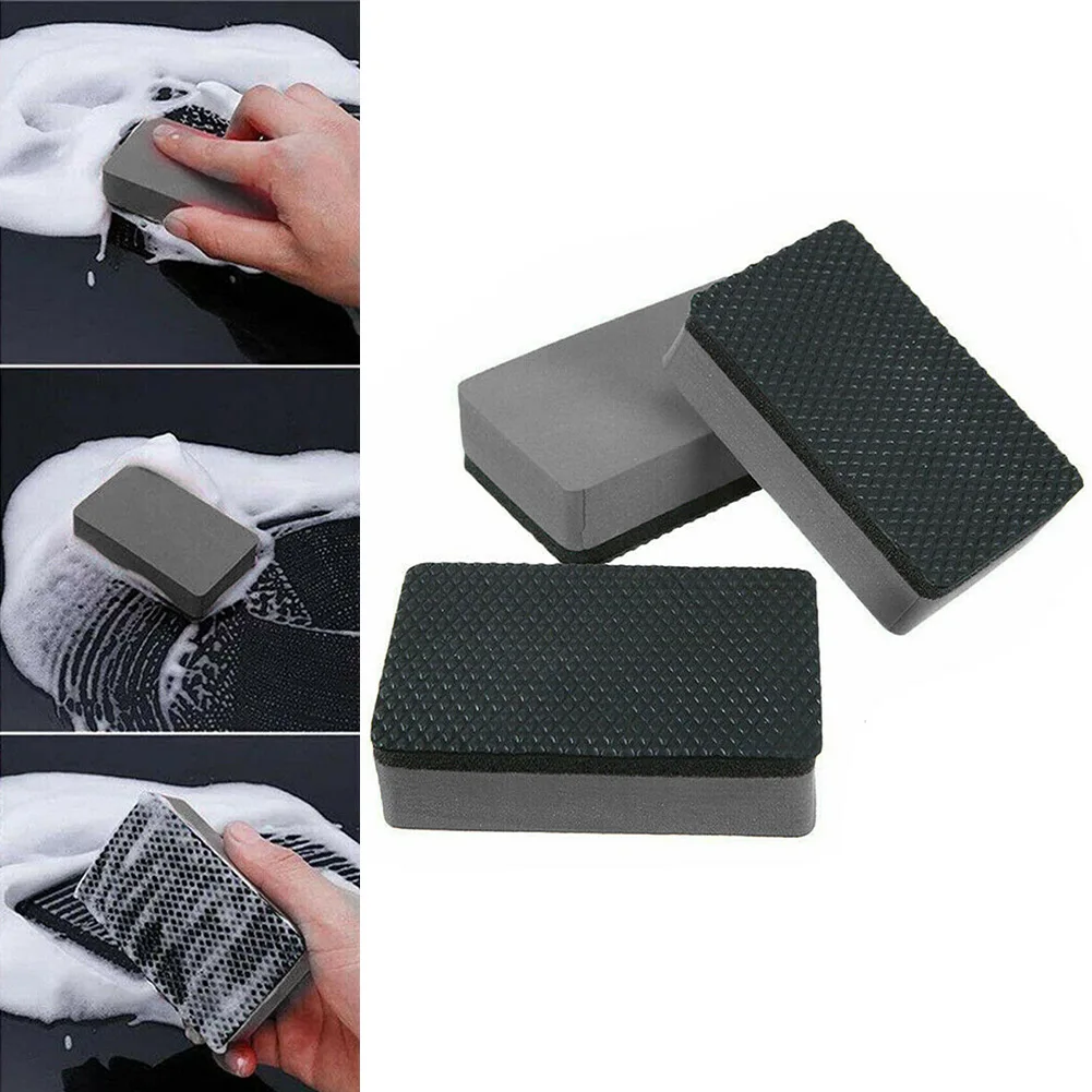 3Pc Car Clay Bar Pad Sponge Block Cleaning Eraser Wax Polish Pad Tools Black Car Sponge 9*6*2.5cm Automotive Care