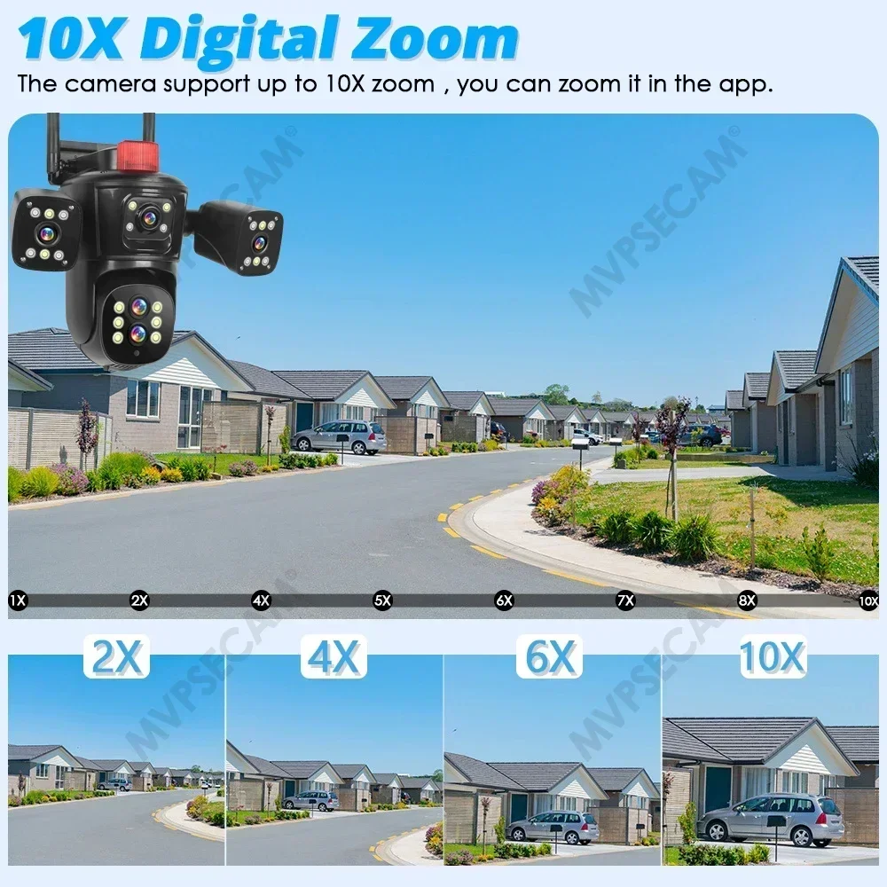 Imagem -06 - Zoom Híbrido Exterior sem Fio 360 da Câmera ip 10x Ptz de Quatro Telas 20mp ° Câmera de Vigilância de Segurança Cctv Wifi com Vista Panorâmica 4k