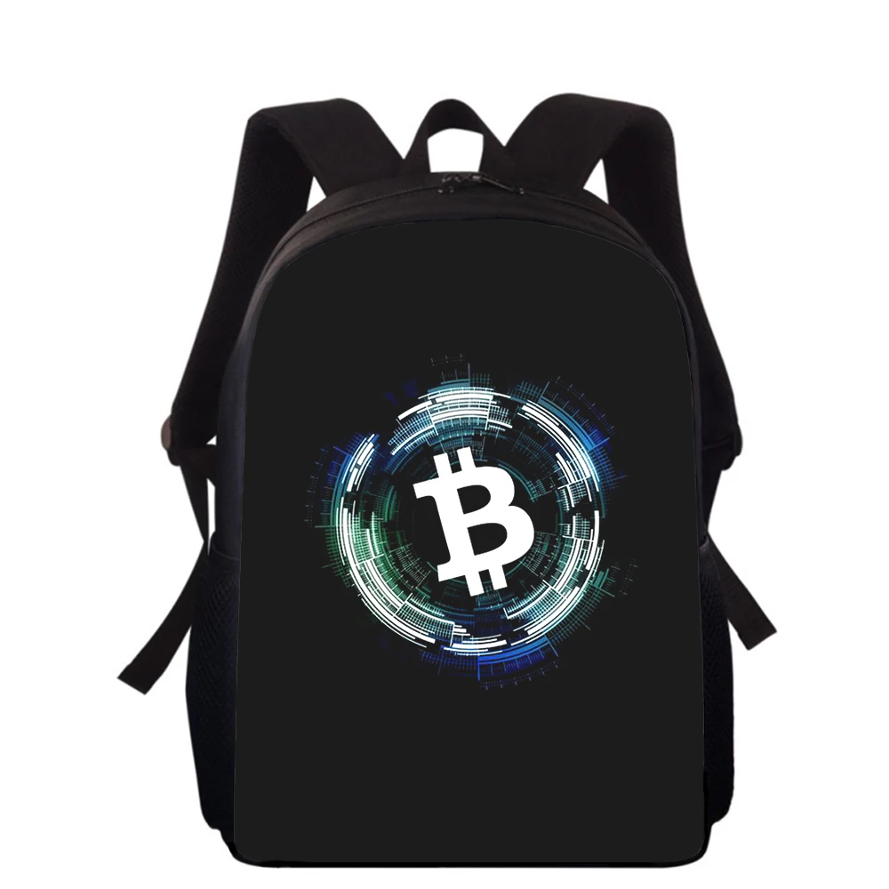 Sac à dos imprimé 3D Bitcoin Money pour enfants, sacs d'école primaire, sac à dos pour garçons et filles, sacs de livre scolaire pour étudiants, 15 po