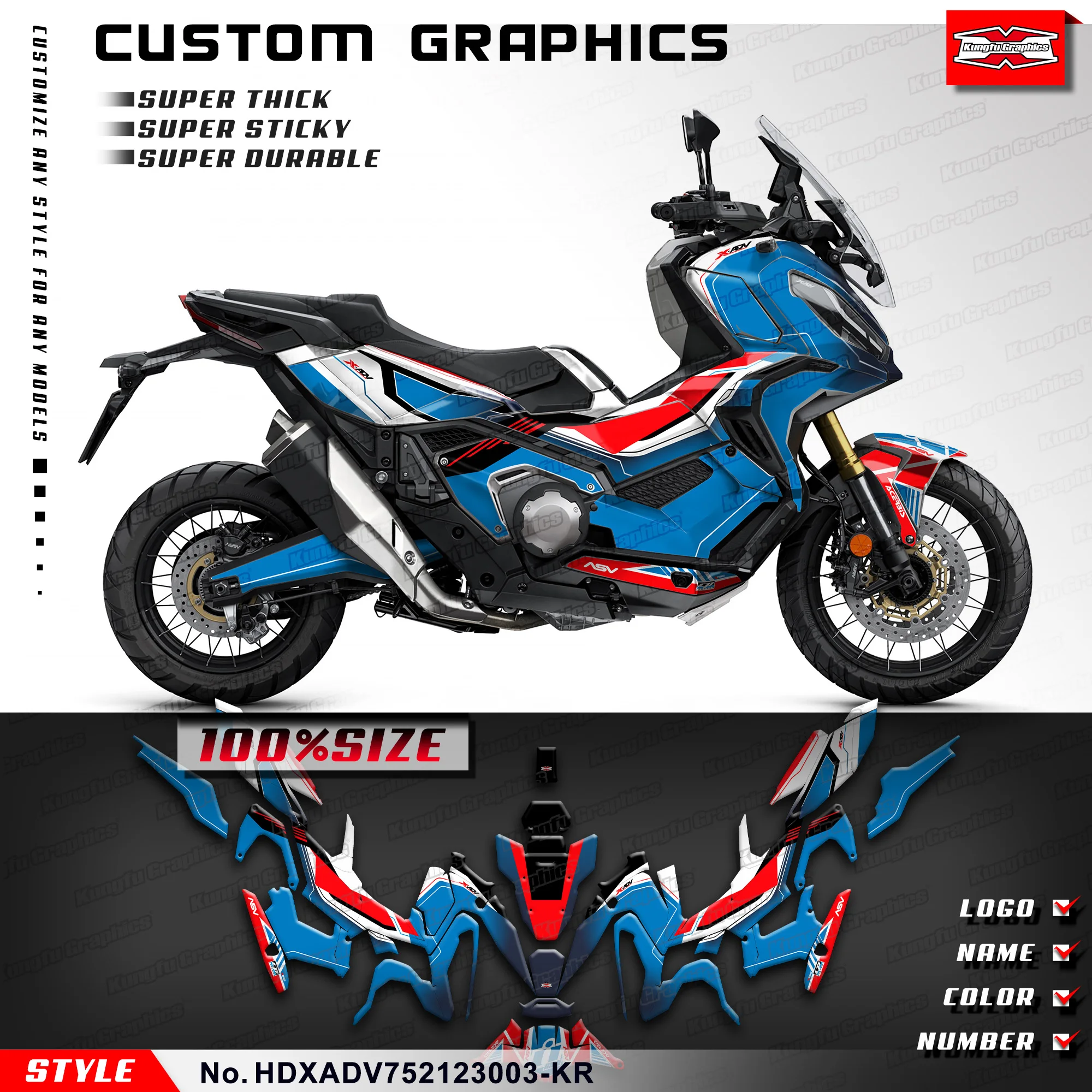 

KUNGFU GRAPHICS Decals Stickers Vinyl Sticker Kit for Honda X-ADV 750 2021 2022 2023, HDXADV752123003-KR