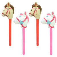 4pcs Inflatable Horse Head Sticks PVC Material Party Game Decoration Inflatable Sticks Festive Animal Head Wand
