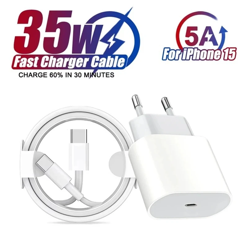 35W PD USB C Fast Charger Type C Cable for iPhone 16 15 Pro Max 15 16 Plus Samsung Huawei USB-C to USB-C Charging Cable 1m 2m 3m