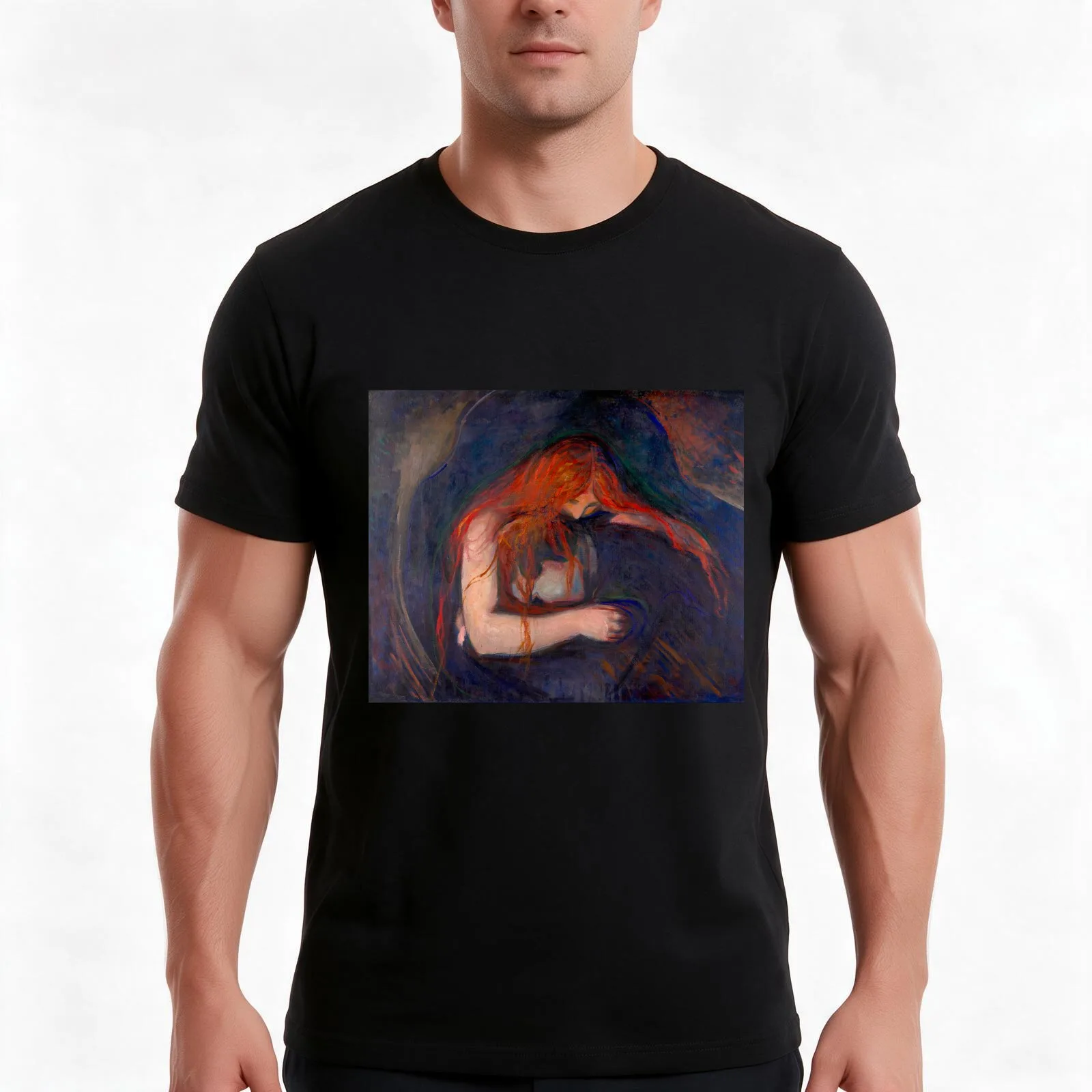 Edvard Munch: Vampire, 1916–18 T-Shirt, Summer Casual Cotton Tee, Oversized Streetwear Tops, Vintage Graphic Print, 100% Cotton