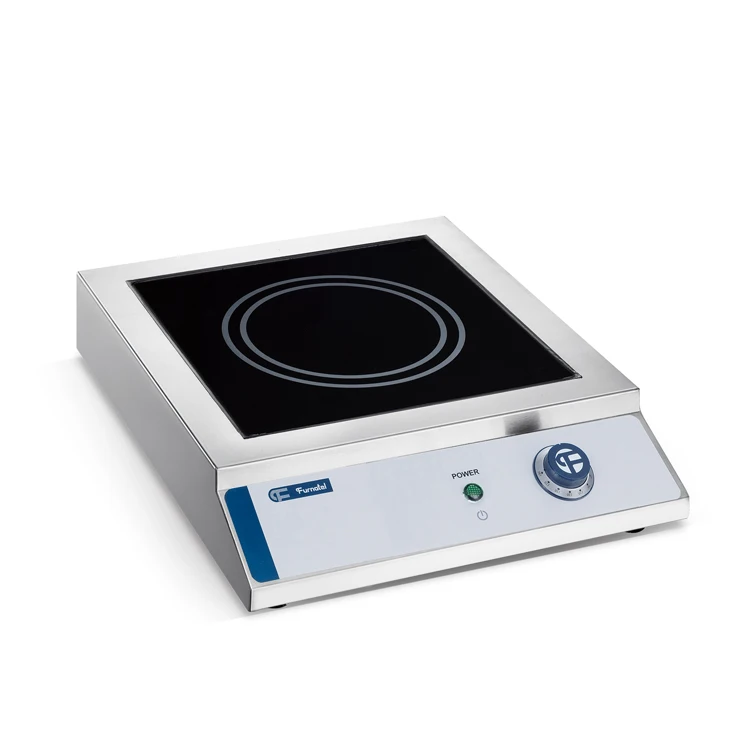 Fogão elétrico comercial de indução com queimador duplo, lanche, bar de café