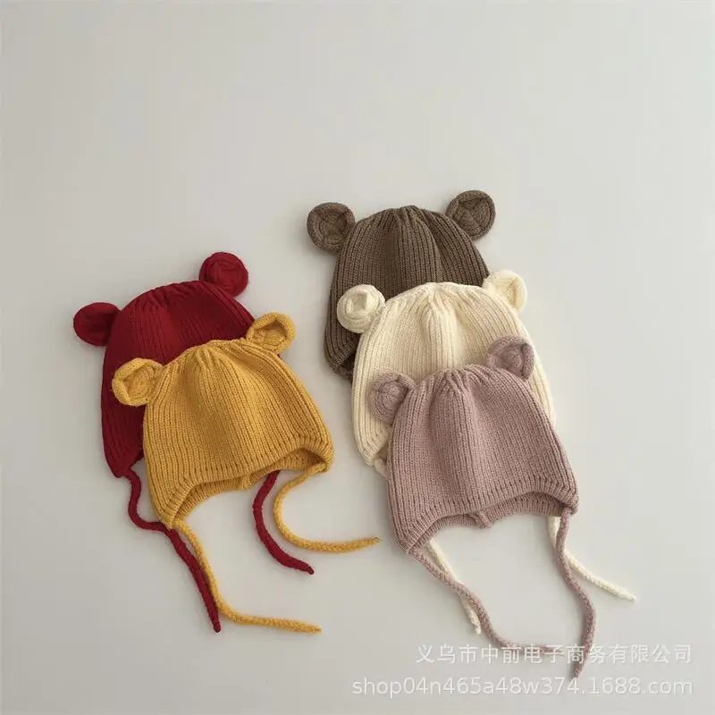 Детская вязаная шапка с милыми маленькими ушками, теплая защита ушей, осенне-зимняя детская шапка унисекс, универсальная шерстяная шапка