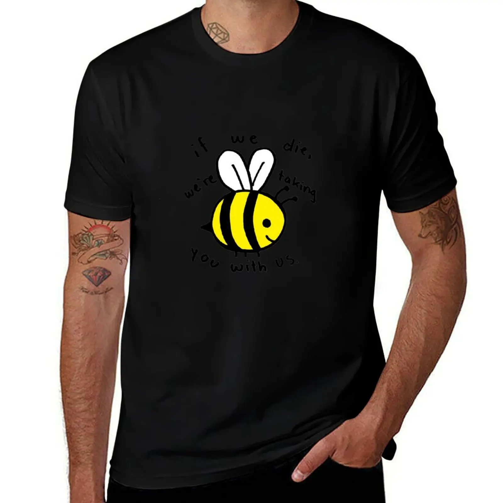 Bee Threatened T-Shirt Fashion Graphic Tee for Men T-Shirt