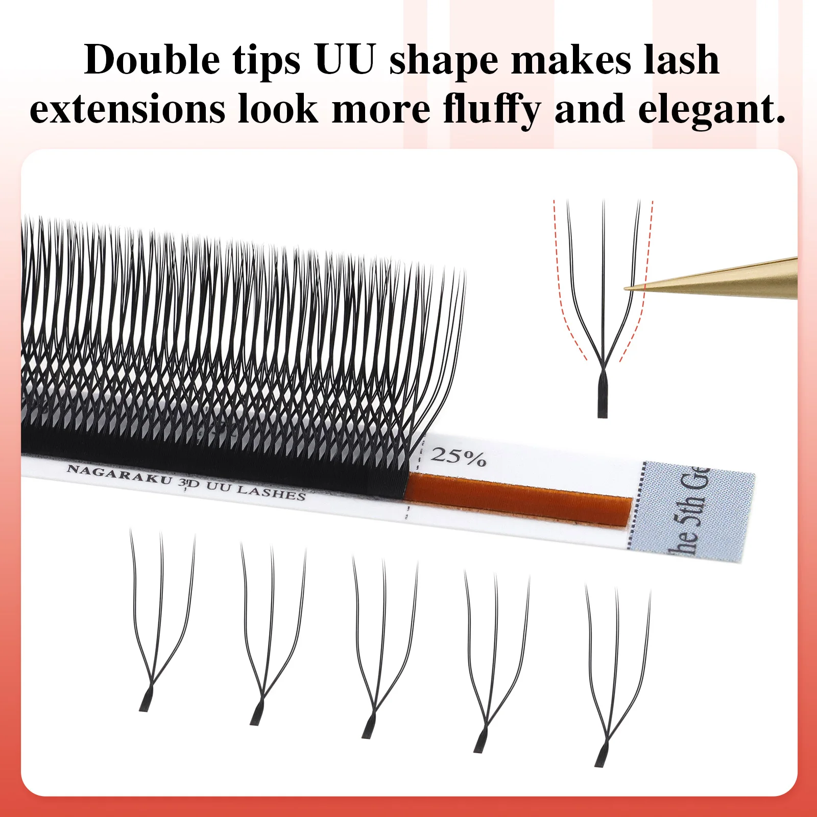 NAGARAKU Double U Shape 3D UU Soft Light Natural Eyelash Extensions Fluffy Mink Faux Fur Parallel Makeup Supplies