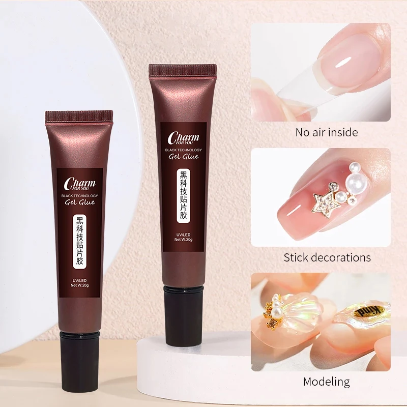 20g UV LED Nail Tip Gel Glue Multi-functional Nail Adhesive for False Nail Tips Rhinestone Decoration Modeling Manicure Supply