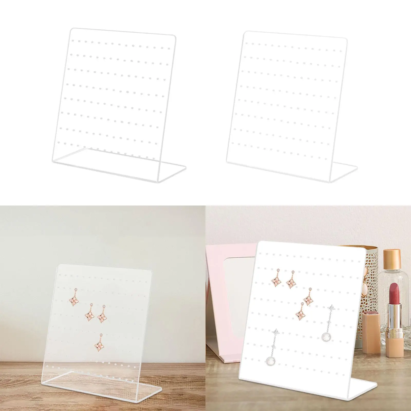 Earring Organizer L Shaped with 120 Holes Ear Studs Holder Jewelry Organizer Holder for Countertop Vanity Tabletop Shows Home