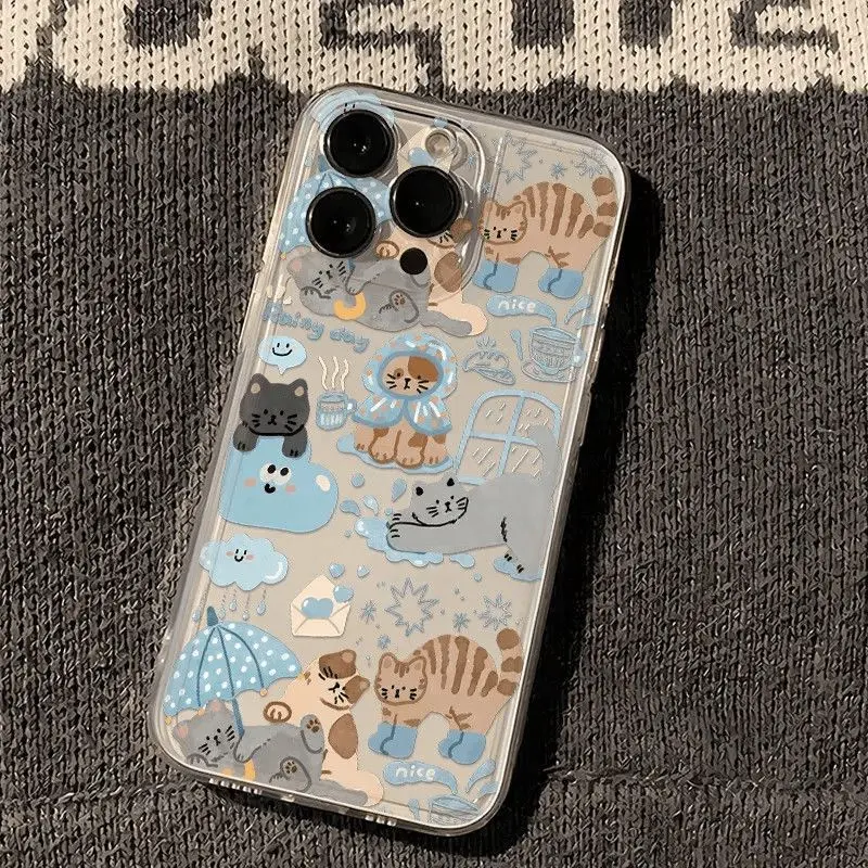 

Funny Cartoon Naughty Dabble Cat Phone Case For iPhone 17 16 15 11 12 14 13 Pro Max Mini X XS XR 7 8 Plus SE4 16e Silicone Cover