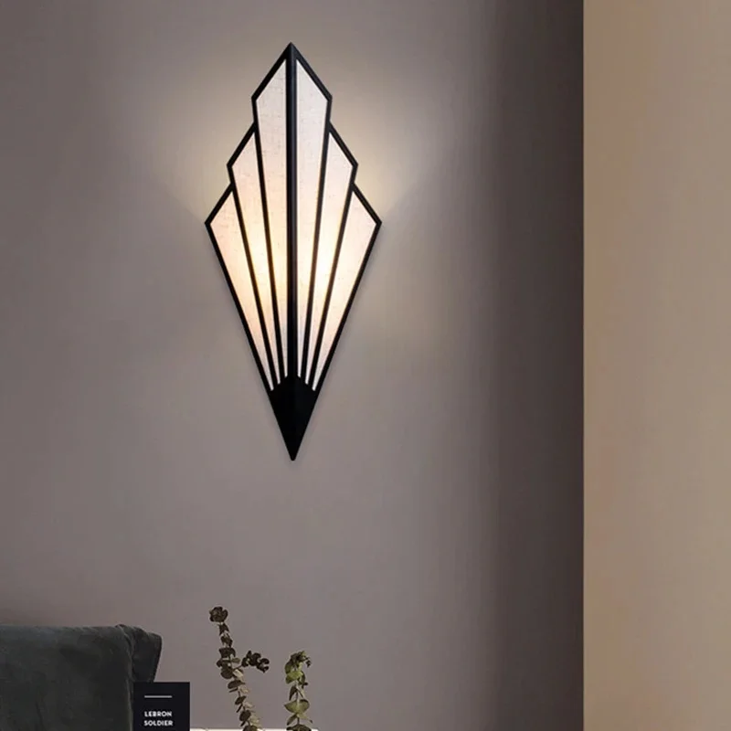 Art Deco Gold Geometric Wall Sconce with Mirror Panel for Living Room Hallway Decor