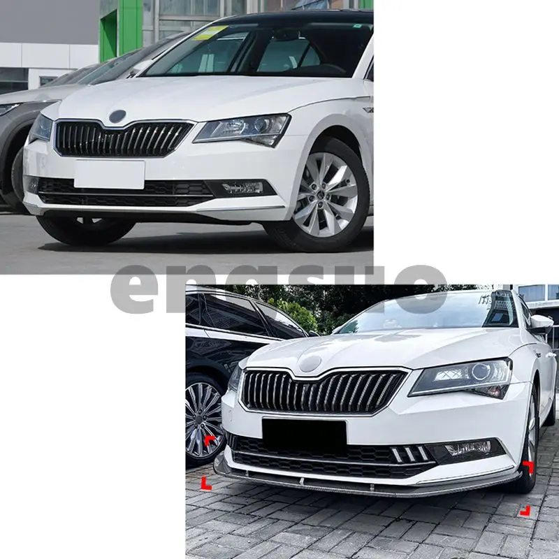 For Skoda Superb III 3V3 3V5 3Pcs Front Bumper Lip Spoiler Splitter Superb B8 TSI TDI 2015-2019 PRE-Lci Diffuser Bodykits Tuning