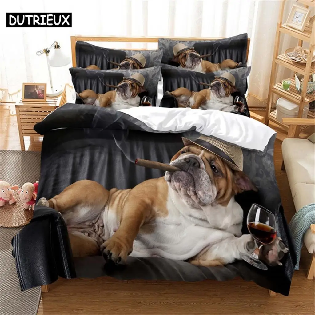 3D Dog  Bedding Set Queen Bedding Duvet Cover Set Bedding Set Bed Cover Cotton Queen Bedroom Bed Cover Set Bed Set Bedding