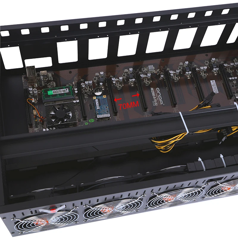 High Efficiency 8 GPU Case for 3090/3080/3300W GPUs 70mm Server Case with Fan ATX Form Factor Rack Type Products in Stock