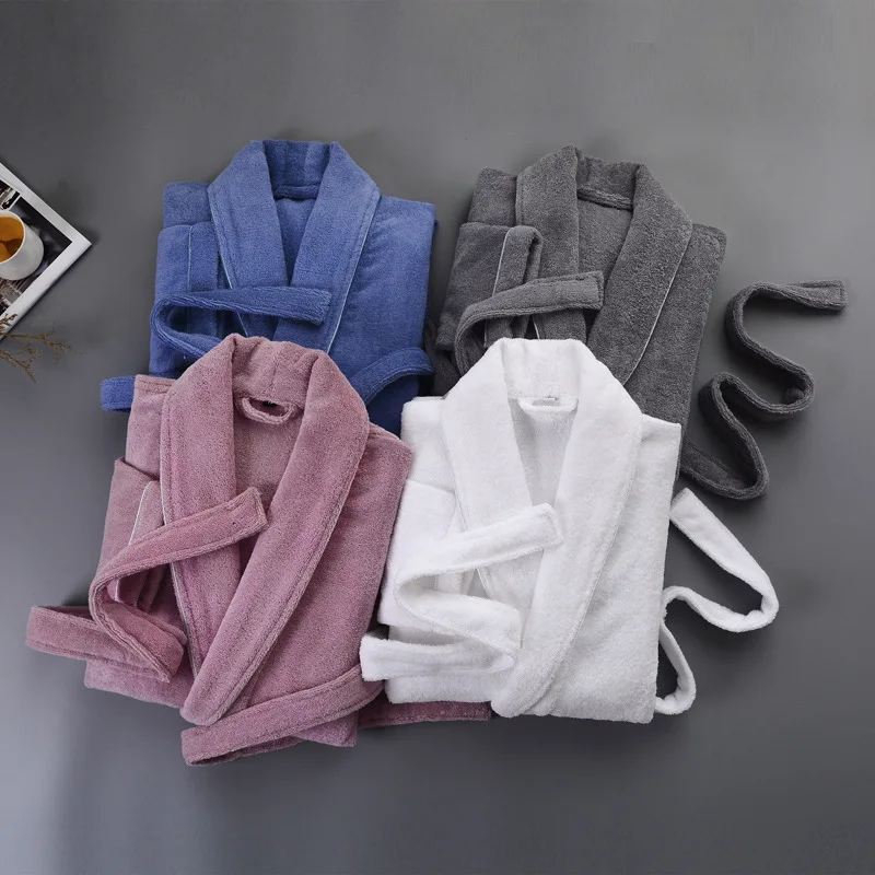 Tessuto asciugamano di colore puro abiti in puro cotone donna e uomo semplici amanti accappatoi Hotel coppie kimono robes 0953