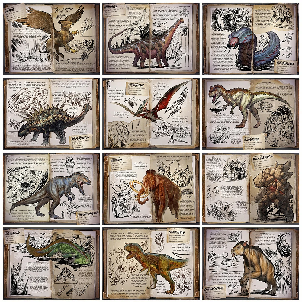 وحدات قماش تابوت بقاء تطورت صور اللوحة بقاء لعبة ديكور المنزل طباعة ديناصور المشارك غرفة المعيشة الحديثة جدار الفن #1