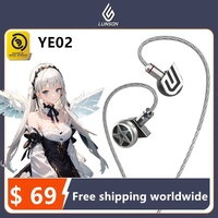 LUN SHENG YE02 Flat Earphone Silver Wing Wired HIFI Earplug Type Interchangeable Cable MMCX High Fidelity Analysis 3.5MM YE01