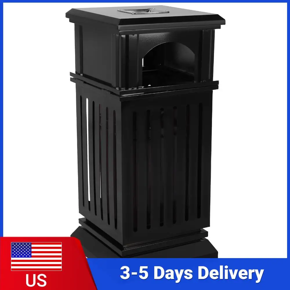 

Side Opening Waste Bin with Removable Inner Bucket & Lid Outdoor Garbage Can Large Capacity for Home/Office/Restaurant/Restroom