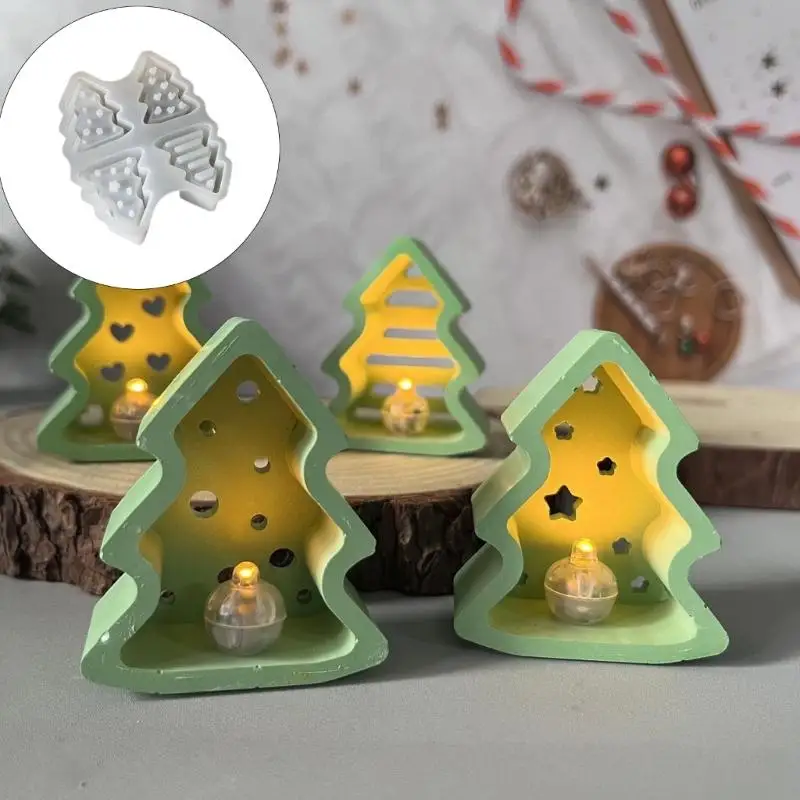 4 Mulden Weihnachtsbaum Silikonform Silikon Kerzenform für Epoxidharz Herstellung Teelichthalter Heimdekoration