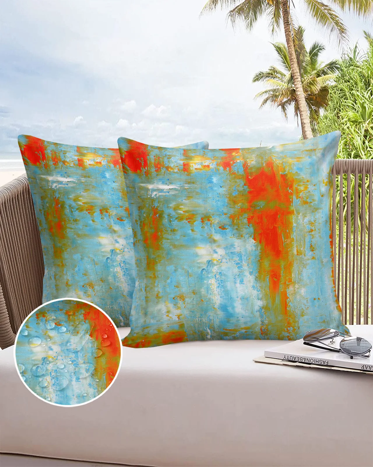 Orange Pigment Waterproof Pillowcase Decorative Sofa Bed Pillow Cover Home Decor Car Cushion Cover